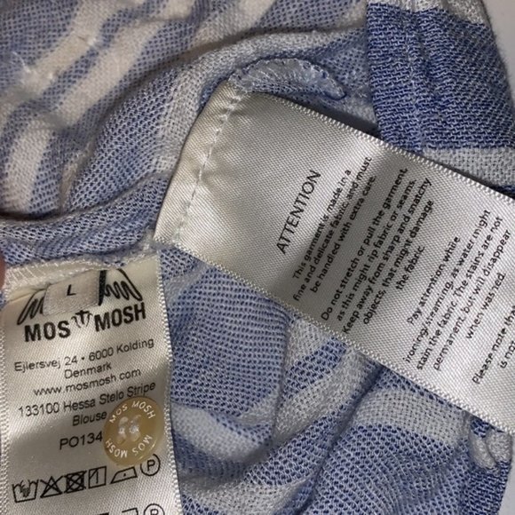 Mos Mosh Blue and White Striped Linen Shirt - Women’s Size Large - Picture 10 of 10